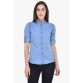 Womens Denim Solid Casual Mandarin Neck Shirt Light Blue Fabric